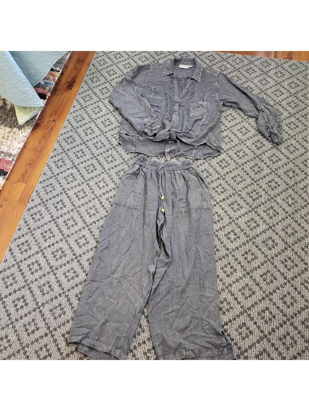Raya Sun boho shirt & pant set cotton,rayon blend crinkled lightweight material